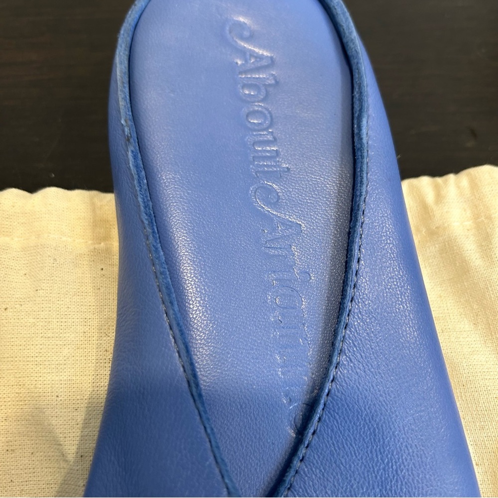 About Arianne Ojih Cel Soft Leather Flat Mules Slides Sandals Blue - Picture 5 of 9